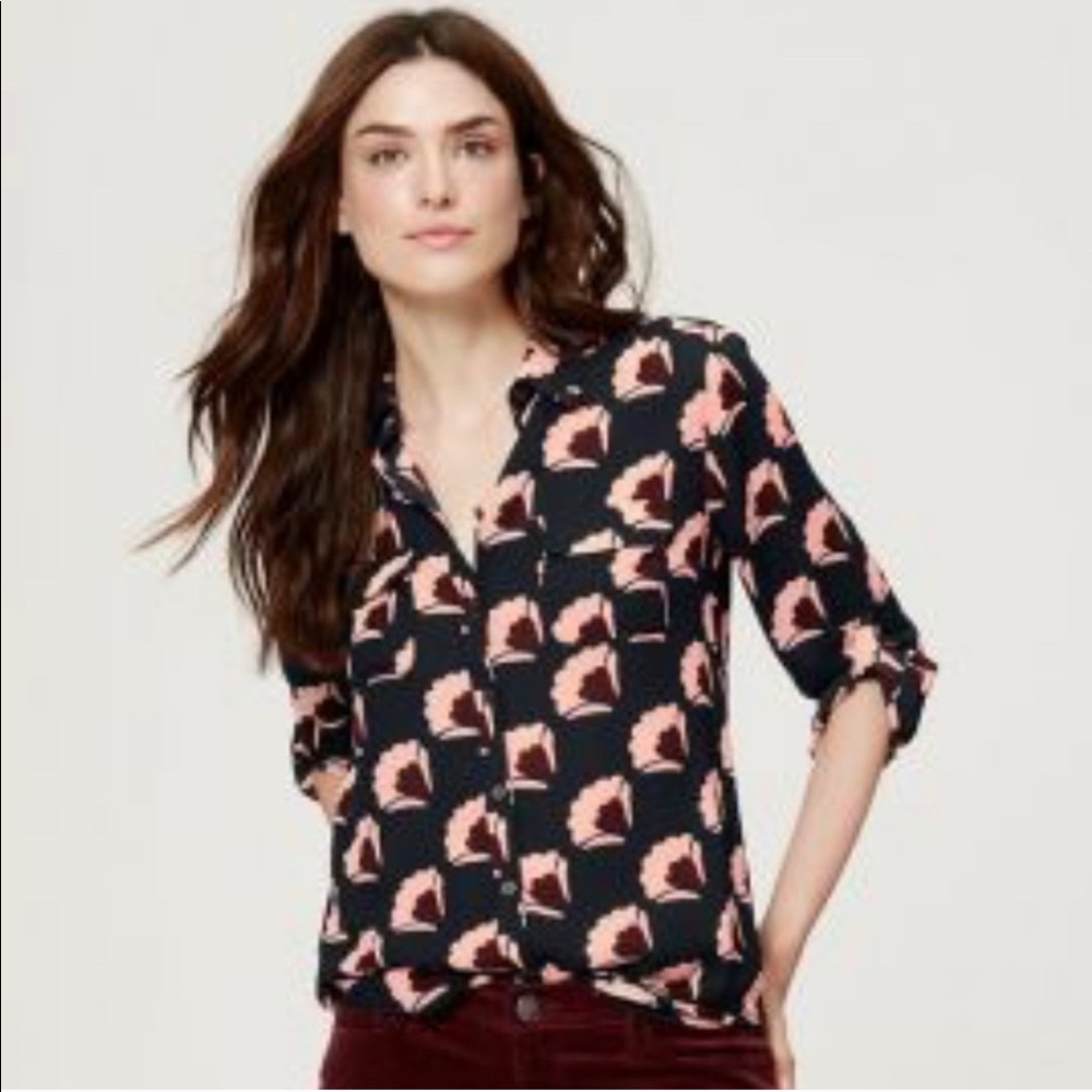 Ann Taylor Loft navy blouse